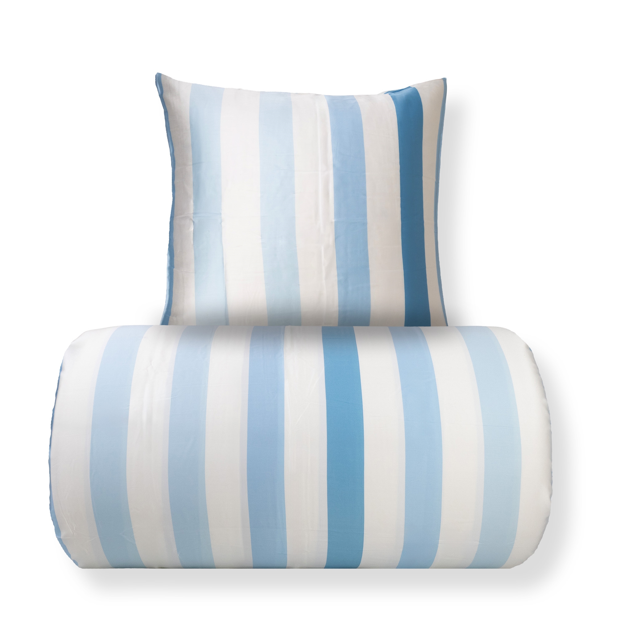 Bambus-Bettwäsche 140x200 cm - 100% Bambus - breite blaue Streifen