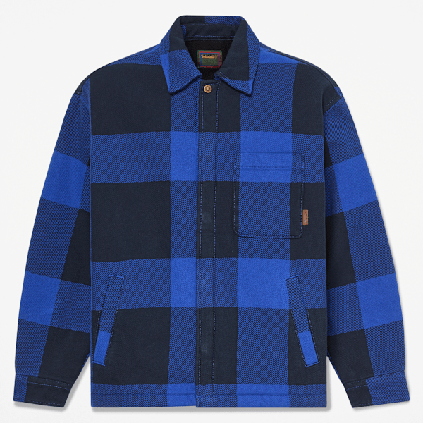 Timberland - Overshirt a Quadri con Fodera in Pile da Uomo in blu, Uomo, blu, Taglia: XL