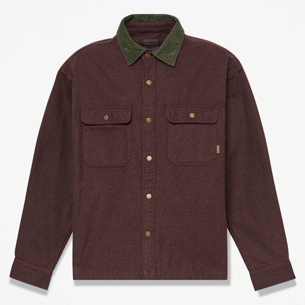 Timberland - Overshirt a Spina di Pesce da Uomo in marrone scuro, Uomo, marrone, Taglia: L