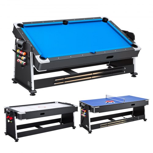 VEVOR Mesa Multijuegos 3 en 1, Combinada de Hockey de Aire, Billar y Ping Pong, Multifuncional, Estable y Duradera, con Accesorios Completos, para Sala de Juegos Familiar, 221,5 x 112 x 83 cm