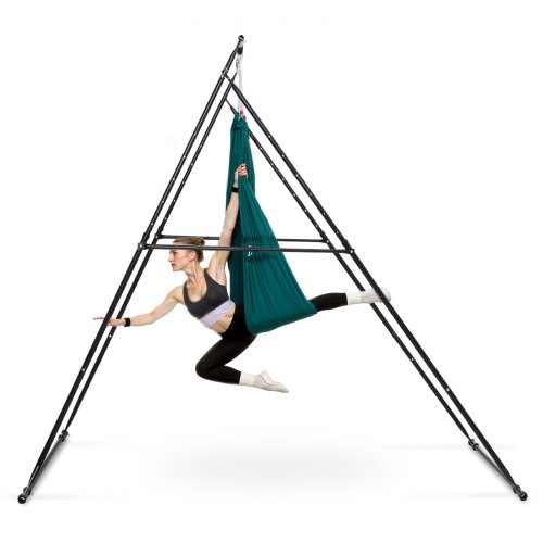 VEVOR Marco de Yoga Aéreo Carga de 200 kg, Soporte de Columpio Plegable, Estructura Triangular, Ajuste Horizontal 4 Niveles y Vertical 6 Niveles, para Telas Aéreas con Espuma EVA y Hamaca de Yoga