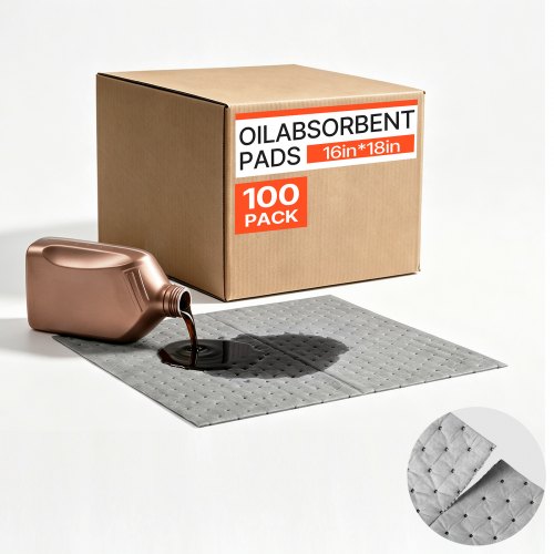 VEVOR Almohadillas Absorbentes Universales 100 Piezas 360 GSM para Derrames, Formato de 41 x 46 cm, 3,5 mm con Líneas Precortadas para Ajustar Tamaño y Reducir Residuos en Garajes, Talleres y Fábricas