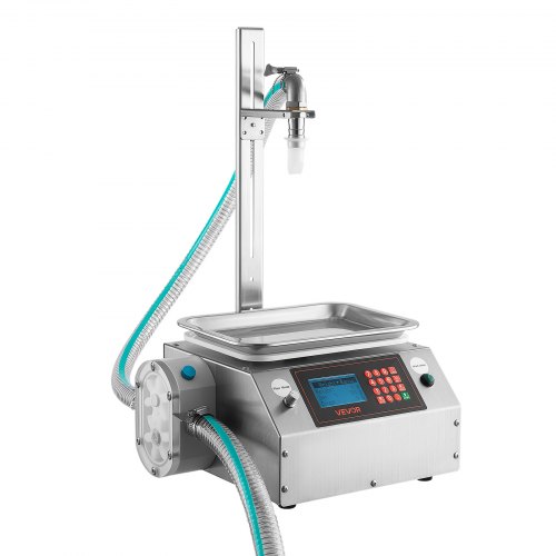 VEVOR Máquina Llenadora de Líquidos Automática 20-5000 g con Caudal de 7 L/min, Precisión de ±2 g, Soporte Ajustable de 0-34 cm, Boquilla de 20 mm, Manguera de 1,5 m y Bandeja para Botellas y Frascos