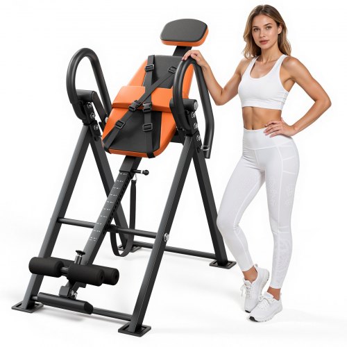 VEVOR Inversion Table, 136 kg Capacity Heavy Duty Back Inverter Stretcher, Inverted Table with Dual-Roller Locking, Decompression Tables for Shoulders, Neck, Back, Multi-Angle Adjustable Tether Strap