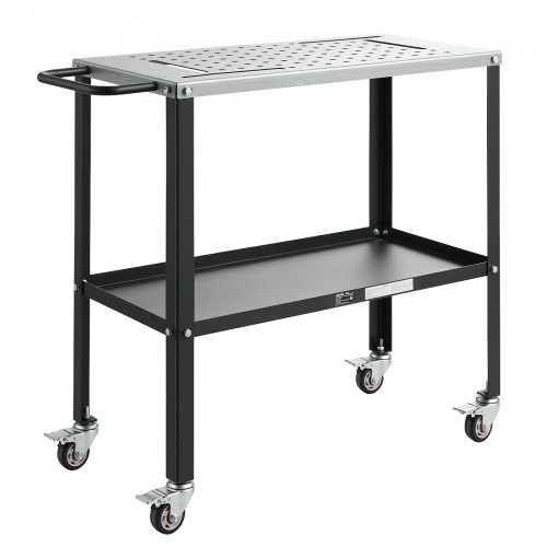 VEVOR Welding Table 914 x 457 mm Movable Welding Workbench 544 kg Capacity, Heavy-Duty Steel Work Table Platform with 4 Lockable Casters, 4 Tool Slots, 16mm Fixture Holes, Tool Tray for Workshops