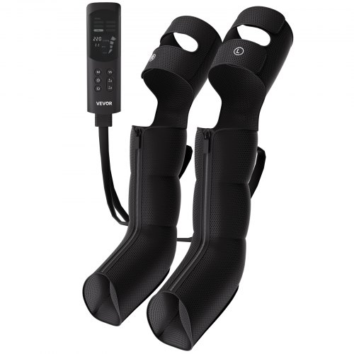 VEVOR Leg Compression Massager 9 Intensities Air Compression Leg Massager, For Daily Relaxation, 6 Massage Modes, 3 Heat Settings, Auto Shut-Off Timer, Adjustable Fit, with Storage Bag and Adapter