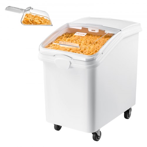 VEVOR Rice Storage Container 120 L/31.7 Gal 90 kg Dog Food Dispenser Bin, for Kitchen Pantry Organization, Large Ingredient Grain Cereal Flour Bin, Pet Food Container with Wheels, Scoop, Slide Lid