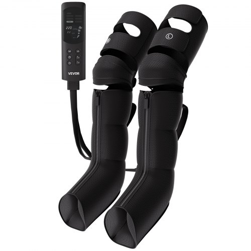 VEVOR Leg Compression Massager 6 Massage Modes Air Compression Leg Massager, For Daily Relaxation, 9 Intensities, 3 Heat Settings, Auto Shut-Off Timer, Adjustable Wraps, with Storage Bag and Adapter
