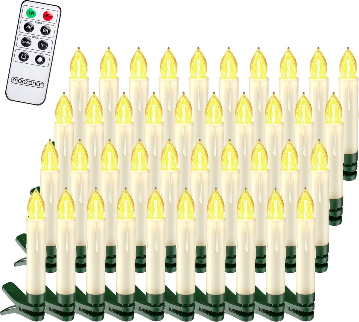 40x Ciepłe białe świeczki choinkowe LED