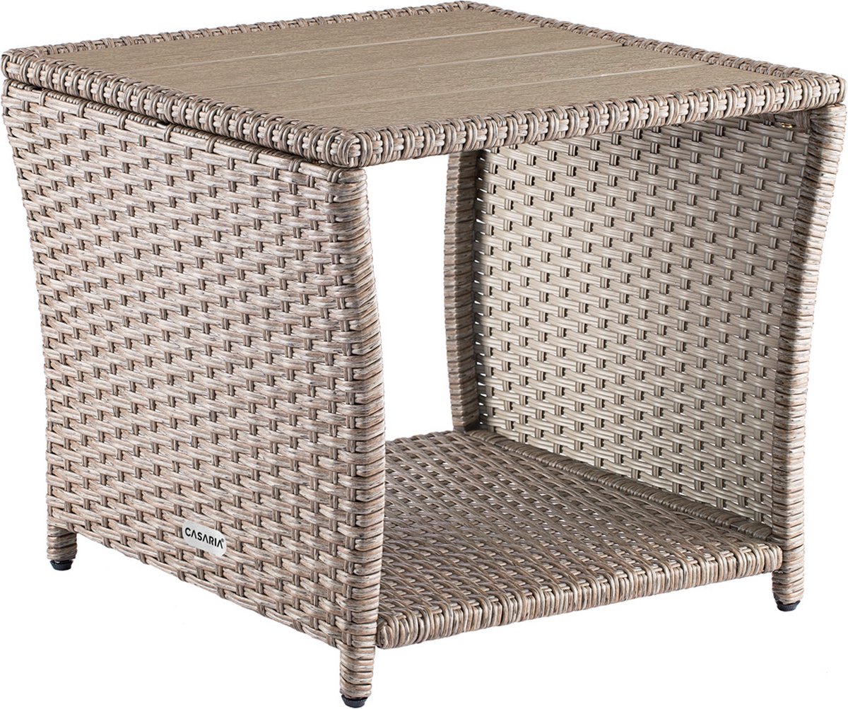 Stolik ogrodowy Vedis boczny rattan WPC beżowy 45x45x40cm