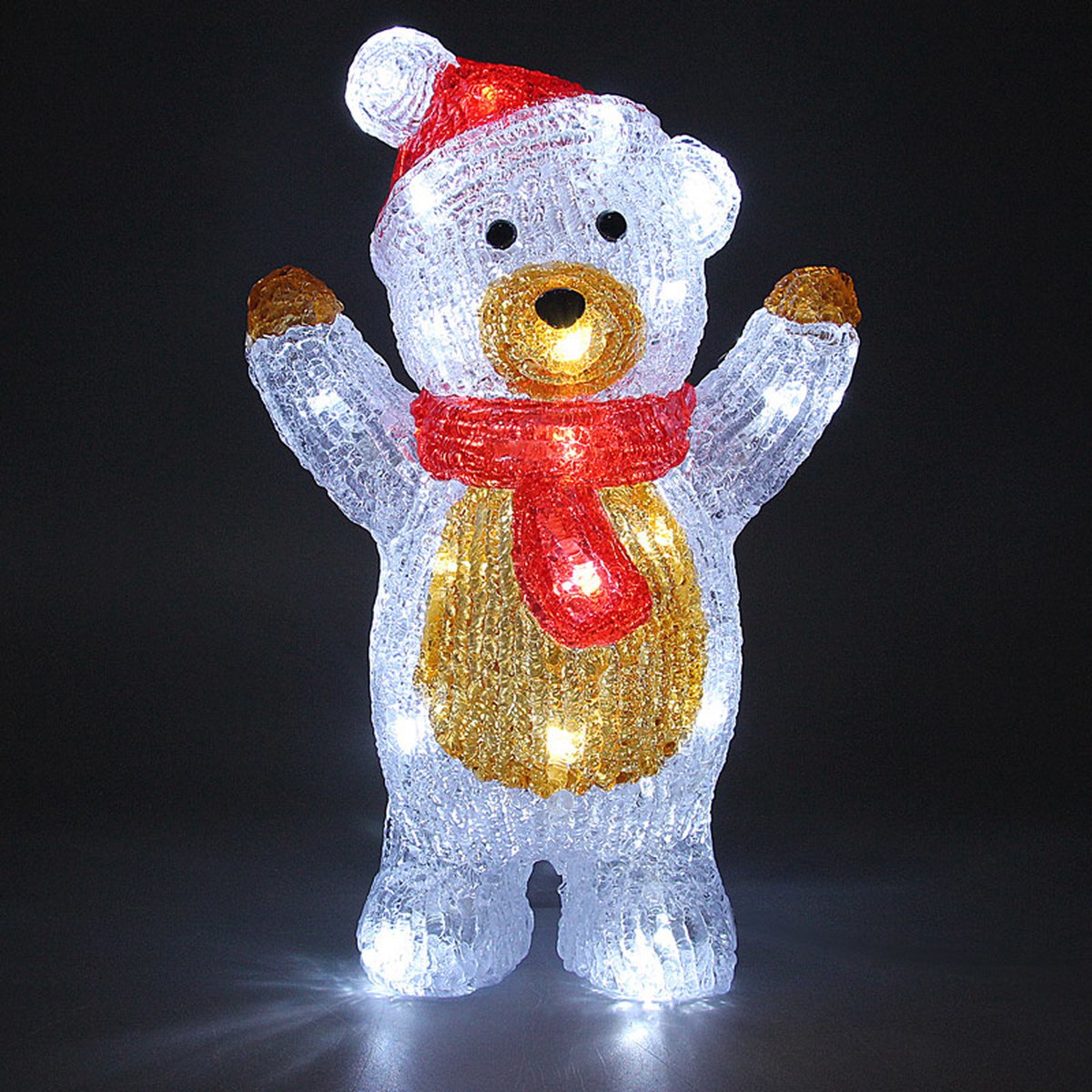 Świąteczna Figurka akrylowa LED Miś Stojący