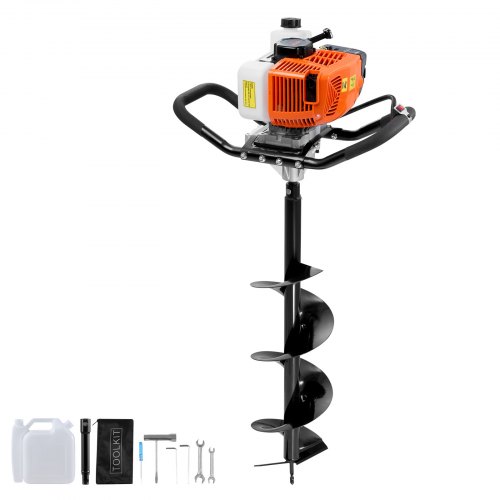 VEVOR Gas Post Hole Digger 63CC 2400W with 20.3 cm Drill Bits & 1 Extension Rod