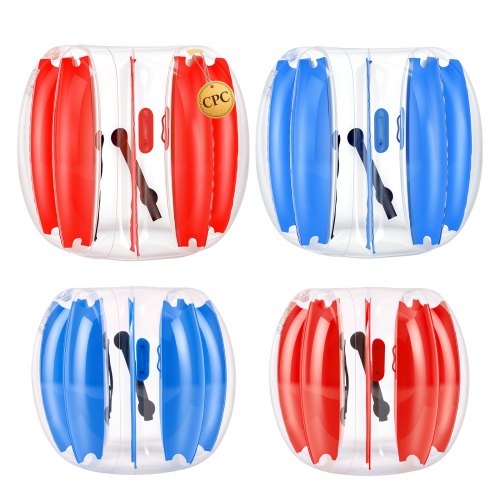 VEVOR 4-pack uppblåsbara bumperbollar 0,9m+1,2m bubbelbollar för barn och tonåringar blå+röd, för bakgård, camping, picknick, park, gräsmatta, utomhusspel, förtjockad PVC-material, sumoboll till mänsklig hamster med handtag