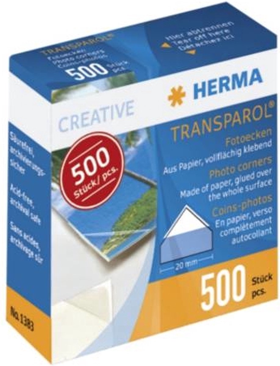10 x HERMA Fotoecken Transparol Spenderpackung mit 500 Stück