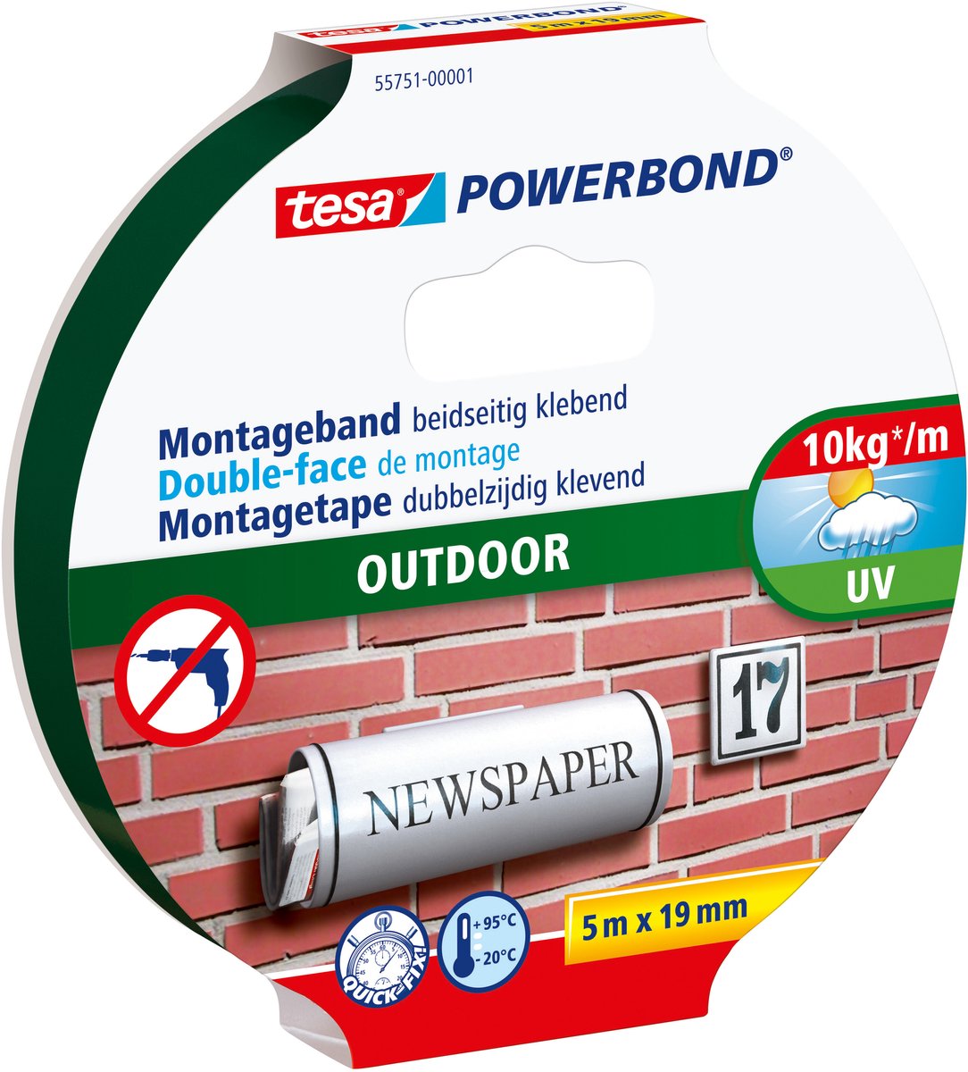 10 x Tesa Montageband Powerbond Outdoor 19mmx5m