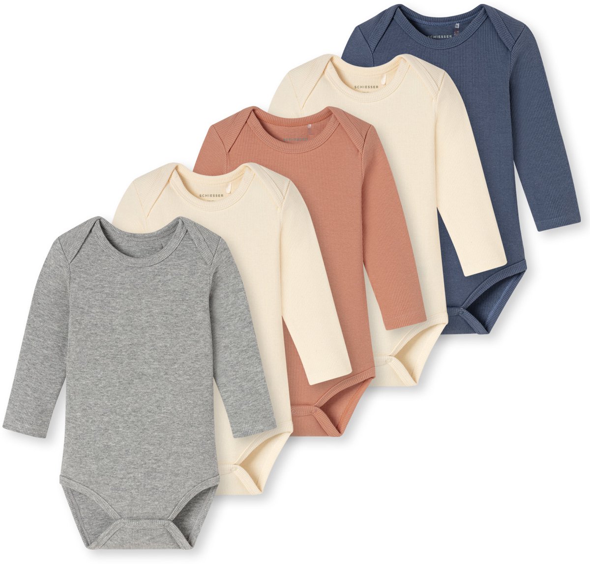 Babybodies Doppelripp langarm 5er-Pack mehrfarbig - Baby 50/62