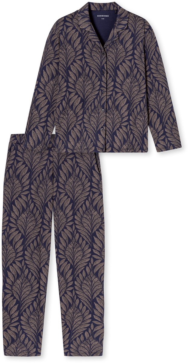 Pyjama lang Interlock deep sea blue gemustert - Interlock 38