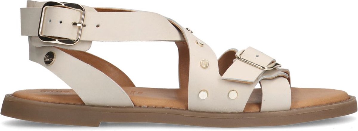 Weiße Ledersandalen mit Nieten