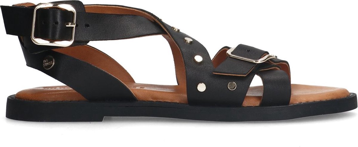 Schwarze Ledersandalen mit Nieten