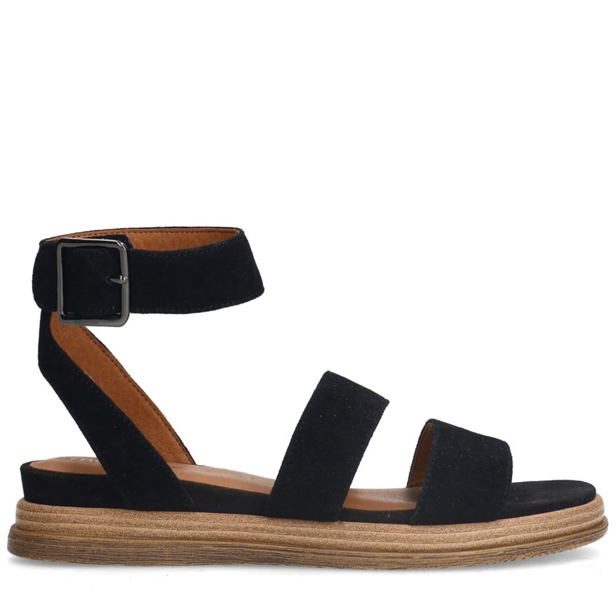 Schwarze Plateausandalen aus Veloursleder