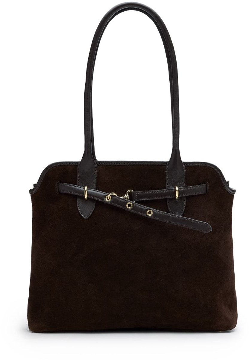 Dunkelbraune Veloursleder-Handtasche