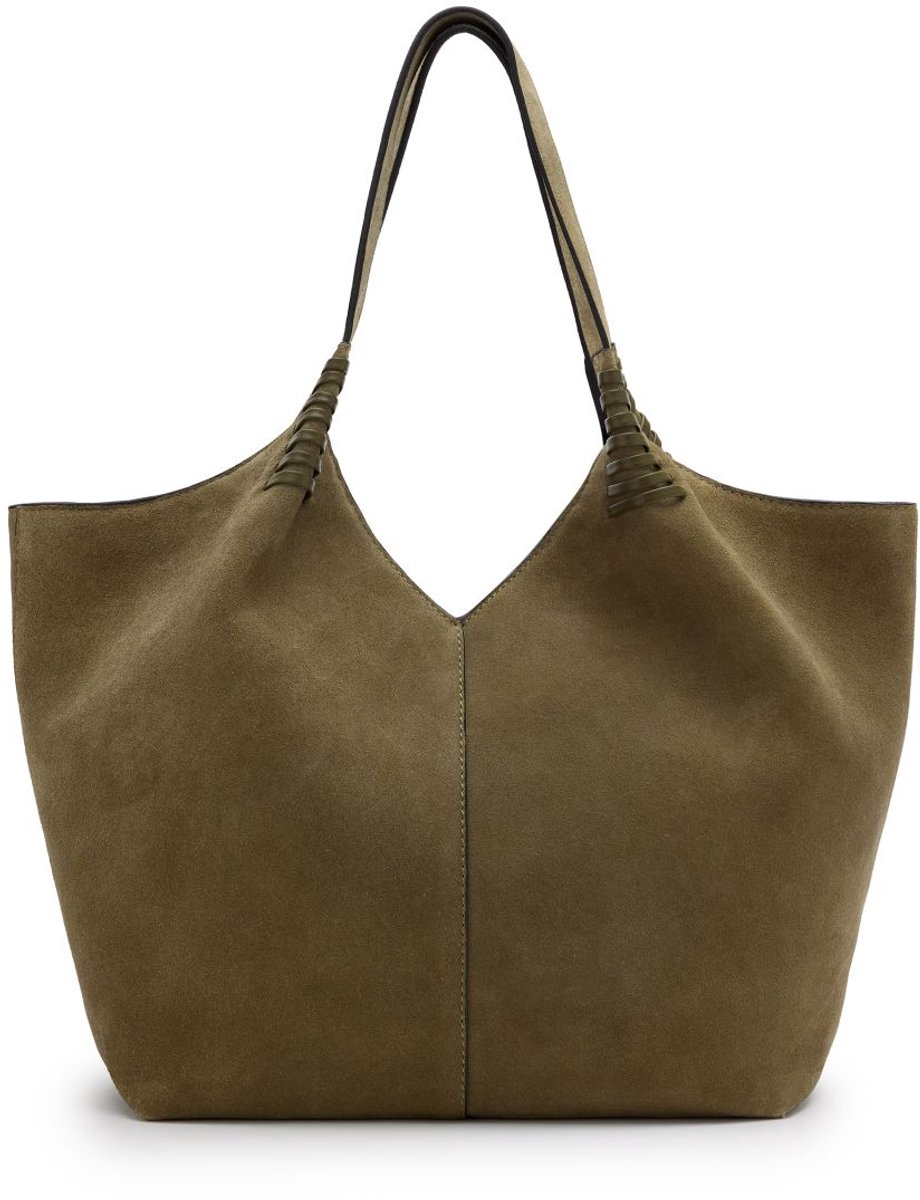 Grüner Veloursleder-Shopper