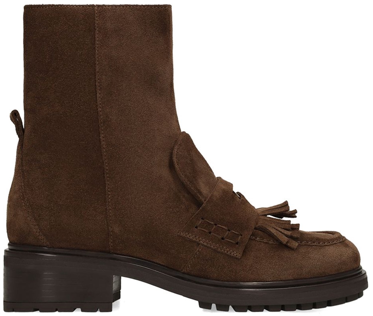 Dunkelbraune Veloursleder-Stiefeletten