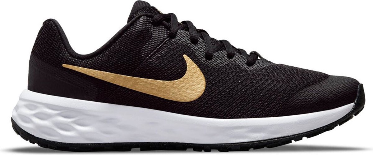 Nike Revolution 6 GS Schwarz Metallic Gold Kinder Sneaker Weiß DD1096-002 36 black