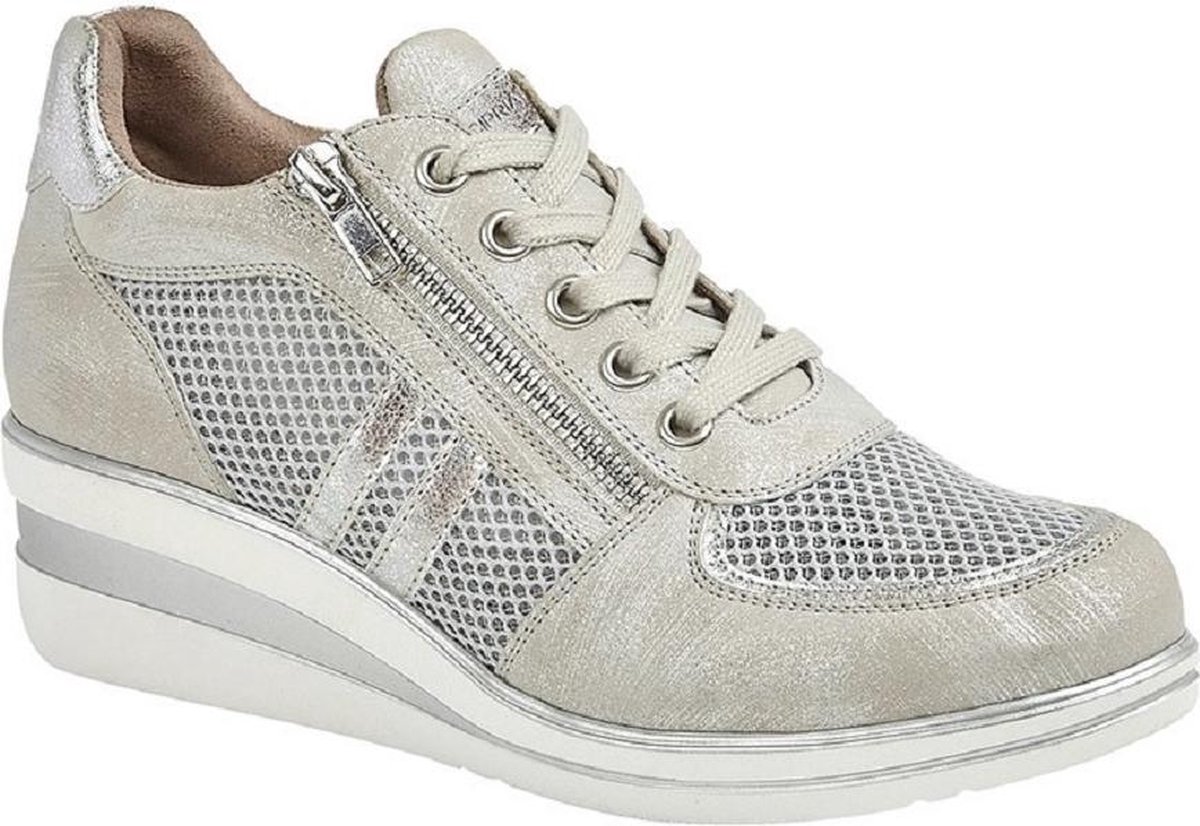 Cipriata Damen-Turnschuhe mit Spitze und Reißverschluss 6 UK silber