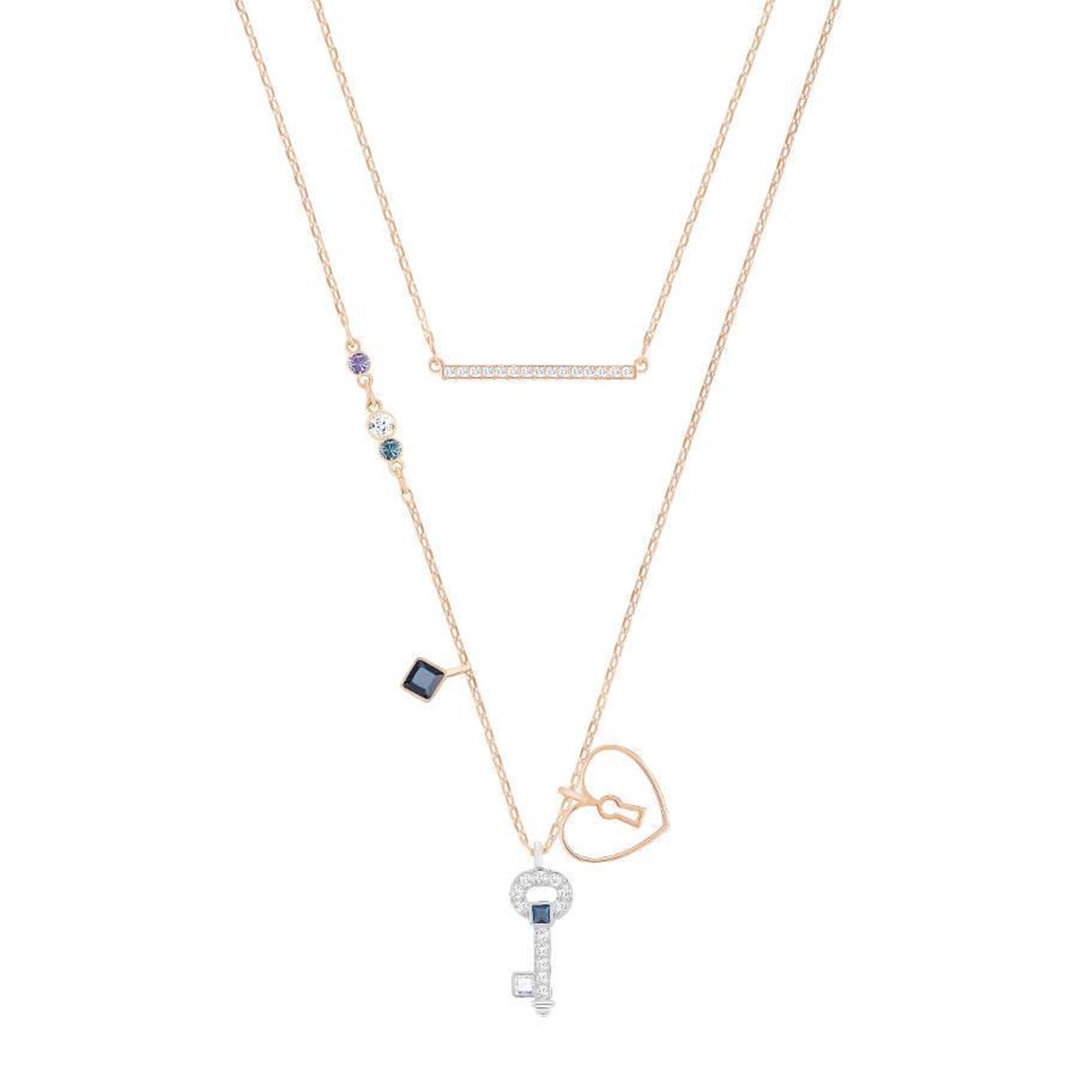 Swarovski Leuchtende Halsketten Damen 5273295 Gold|F|Box (Random Color) blue