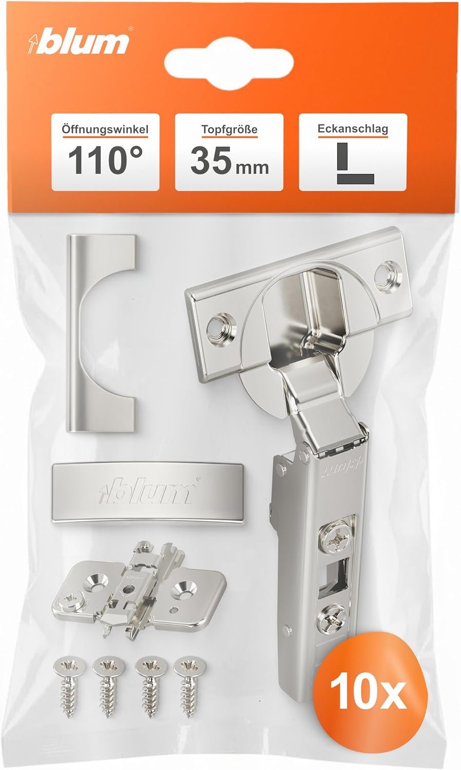Möbelscharnier - BLUM - 8884760 - 10er-Pack - Legierter Stahl - Chrom