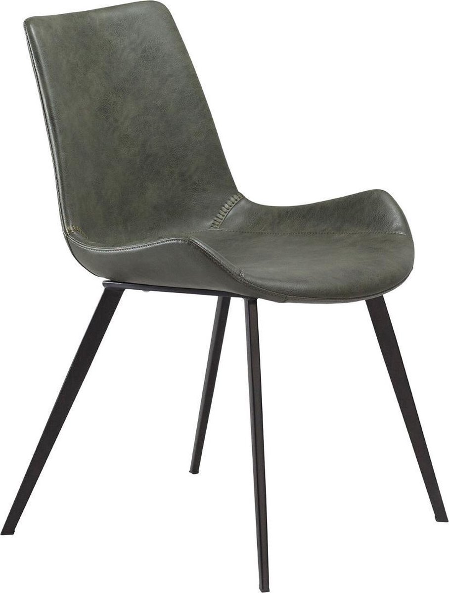 Dan-Form Hype Stuhl - Vintage grünes Kunstleder mit schwarzen Beinen