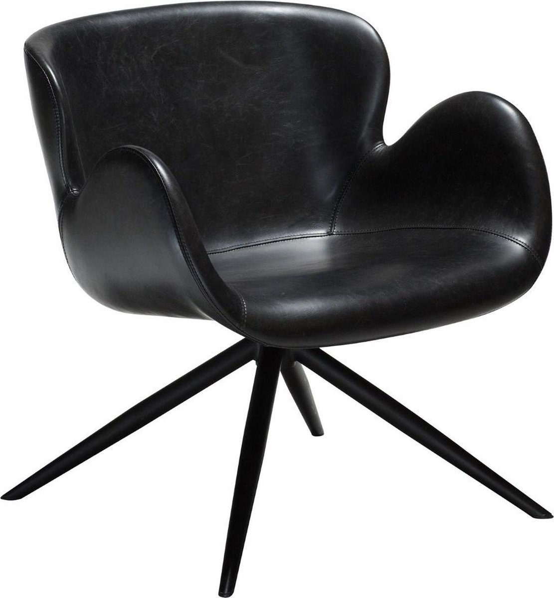 Dan-Form Gaia Loungesessel - Vintage schwarzes Kunstleder mit schwarzen Beinen