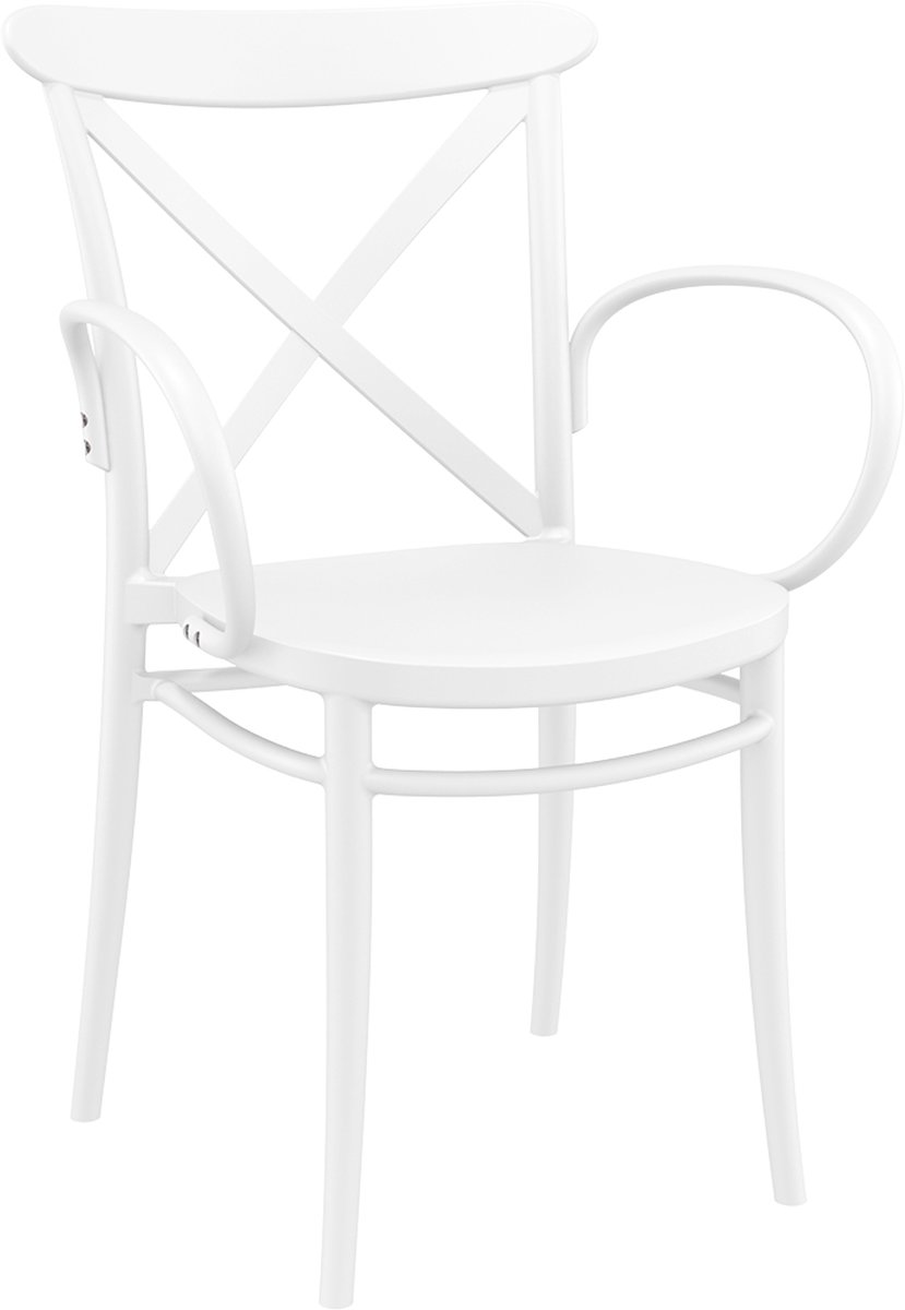 Siesta Cross XL Gartensessel - mit Armlehne - stapelbar - weiß