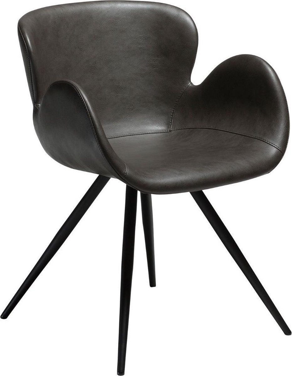 Dan-Form Gaia Sessel - Vintage graues Kunstleder mit schwarzen Beinen