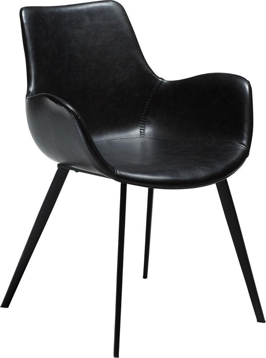 Dan-Form Hype Sessel - Vintage schwarzes Kunstleder mit schwarzen Beinen