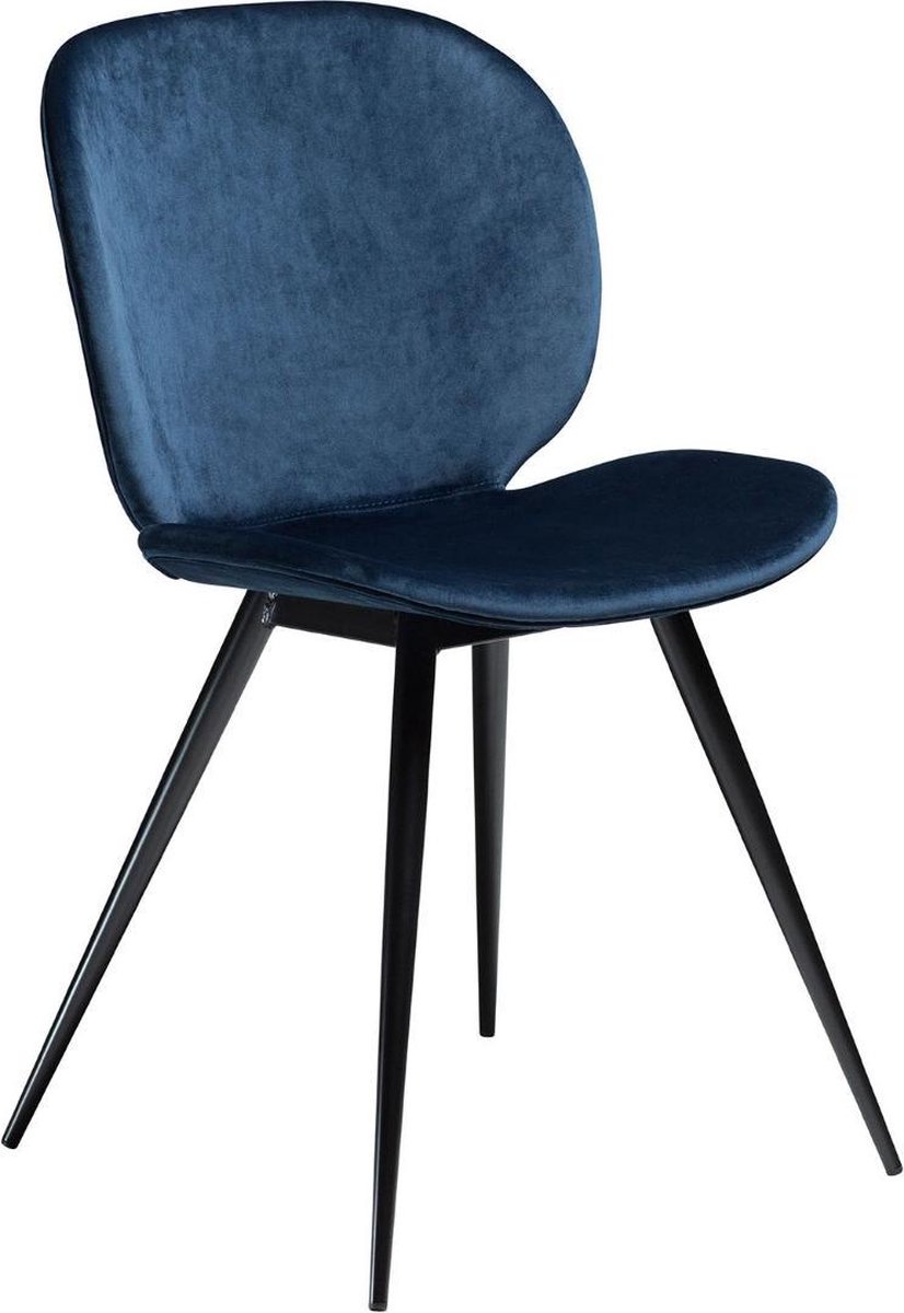 Dan-Form Cloud Stuhl - Mitternachtsblauer Samt mit runden schwarzen Beinen