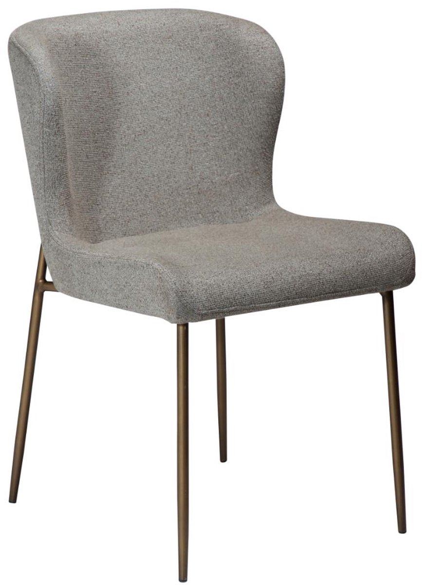 Dan-Form Glam Stuhl - Kieselerde-Bouclé - antike Messingbeine