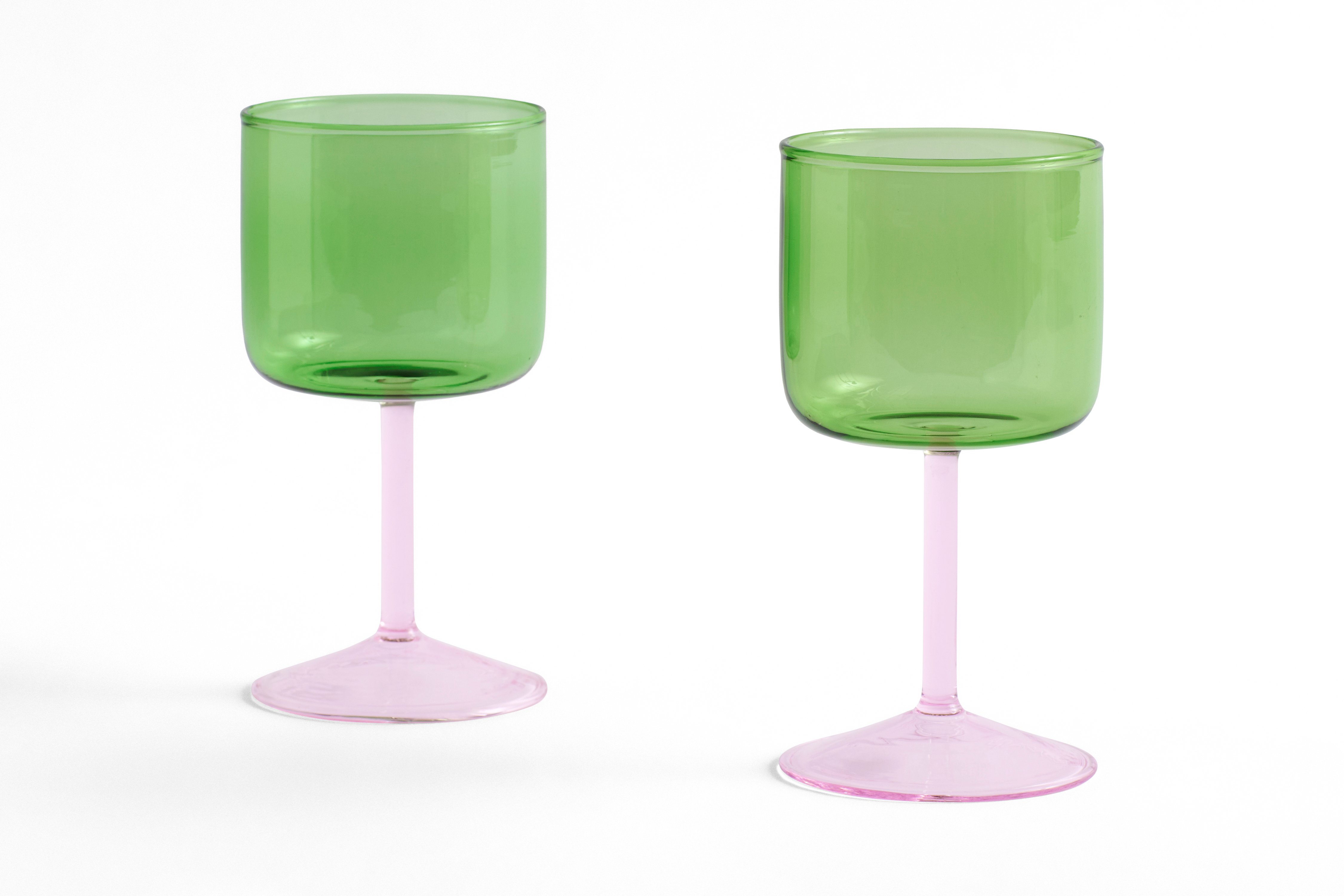 HAY - Tint Weinglas - 2er-Set (Grün & Rosa)