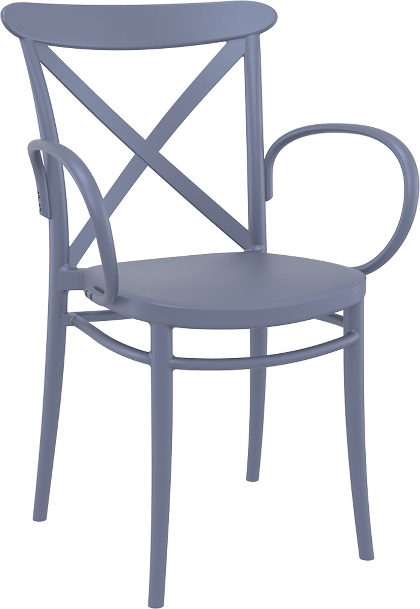 Siesta Cross XL Gartensessel - mit Armlehne - stapelbar - dunkelgrau