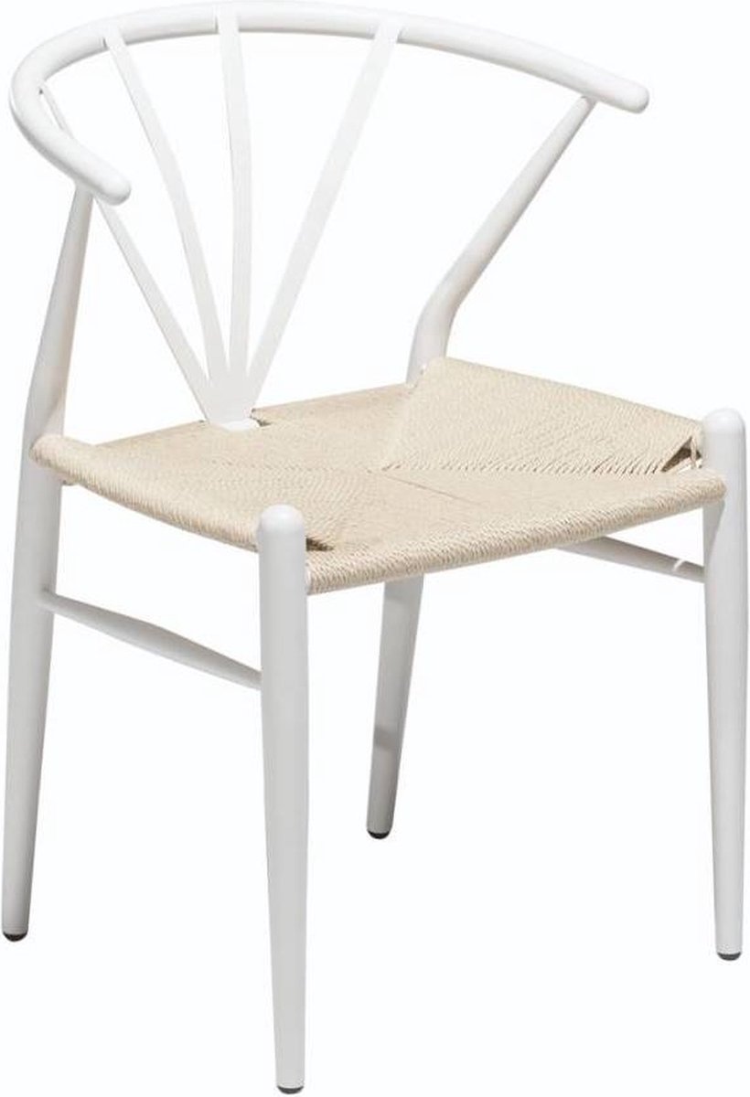 Dan-Form Delta Stuhl - Weiß lackierte Beine mit Sitzfläche aus Naturpapierkordel
