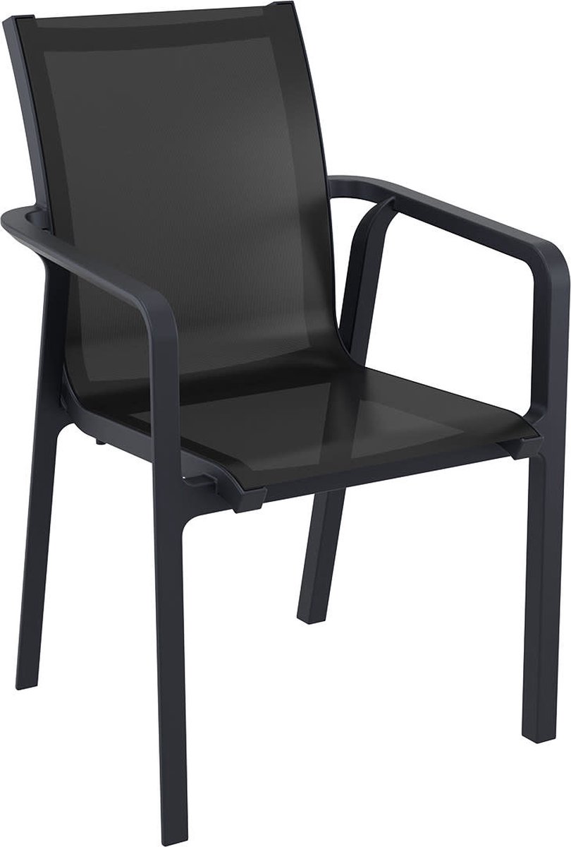 Siesta Pacific Gartensessel - Kunststoff mit Netzgewebe - mit Armlehne - stapelbar - black