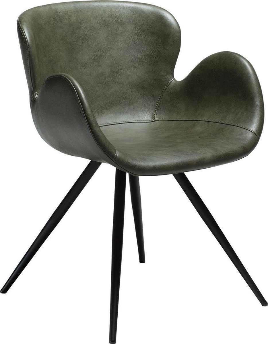 Dan-Form Gaia Sessel - Vintage grünes Kunstleder mit schwarzen Beinen