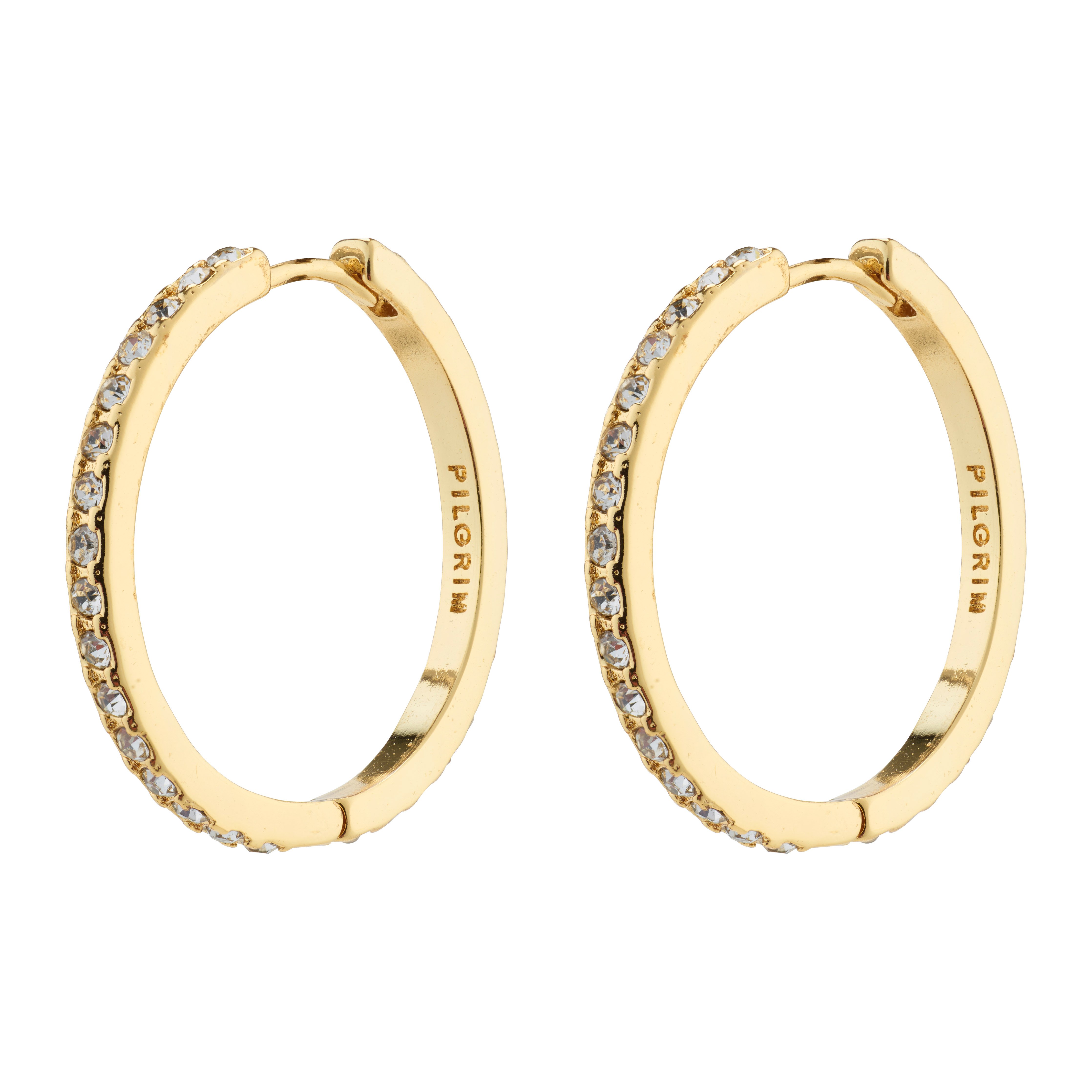 PILGRIM - EBNA Maxi Crystal Hoops - Gold-Plated - 26 mm