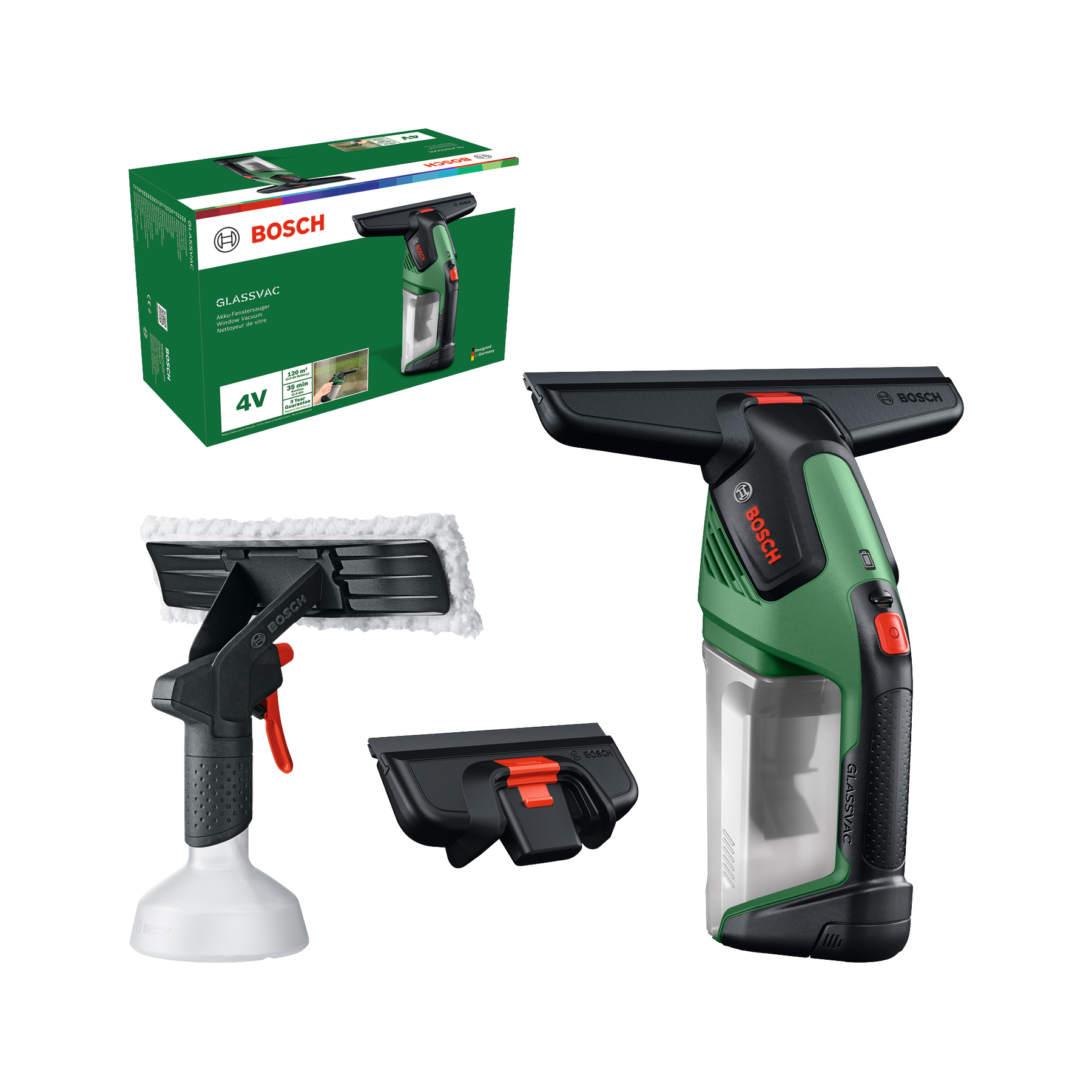 Bosch DIY - GlassVAC 4V 2Ah Fensterreiniger mit Streifenfreier Reinigung