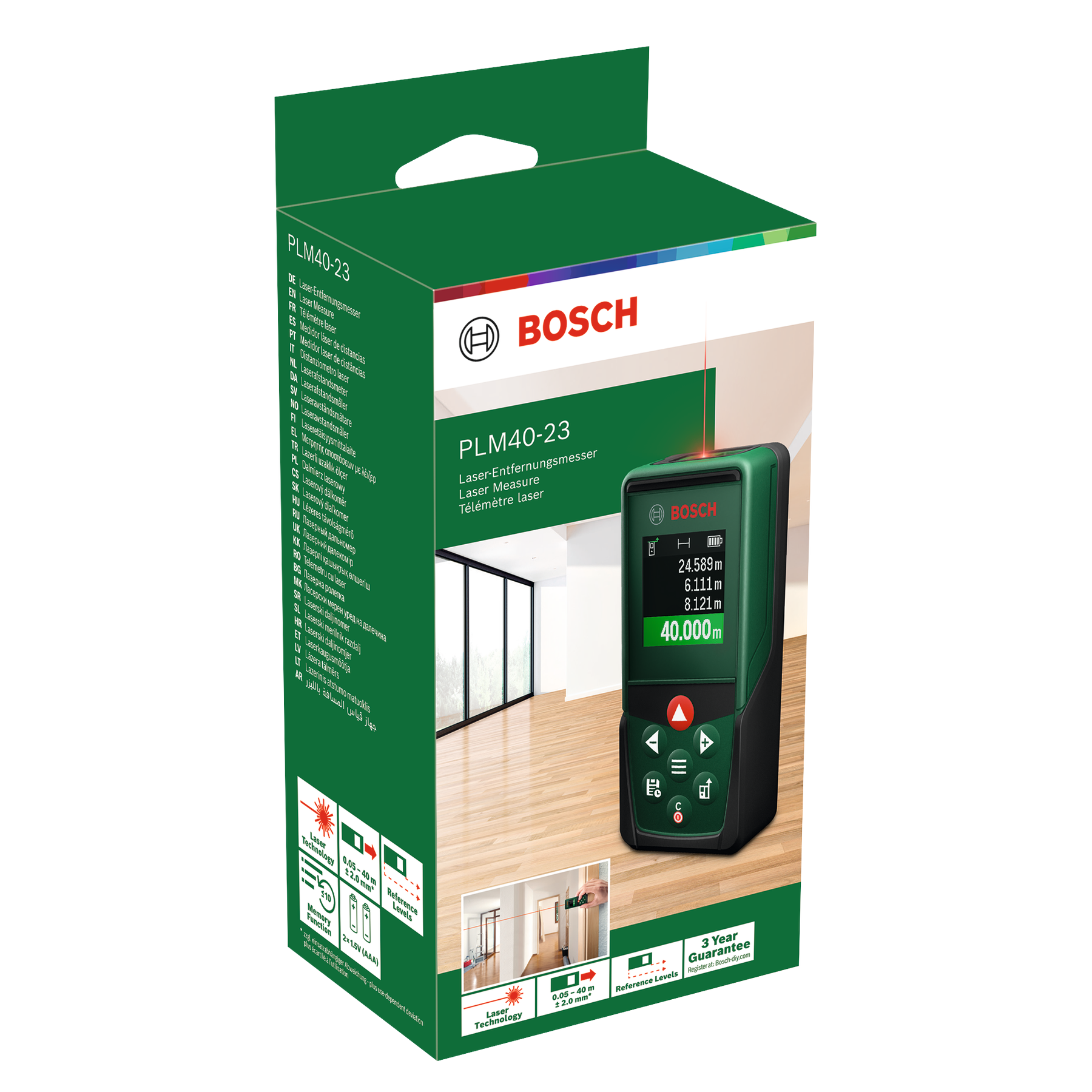Bosch DIY - PLM 40-23 Laser-Entfernungsmesser mit Flächen- und Volumenberechnung bis 40m