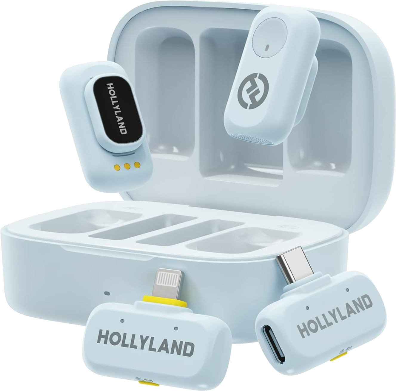Hollyland - LARK A1 Microphones, with USB-C+ Lightning - Sky Blue