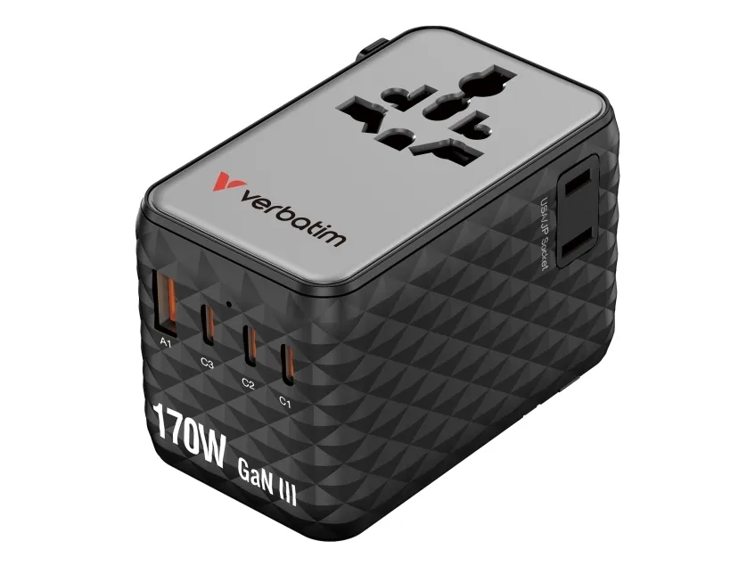 Verbatim - Charge N Travel 170W Universal Travel Adapter Black