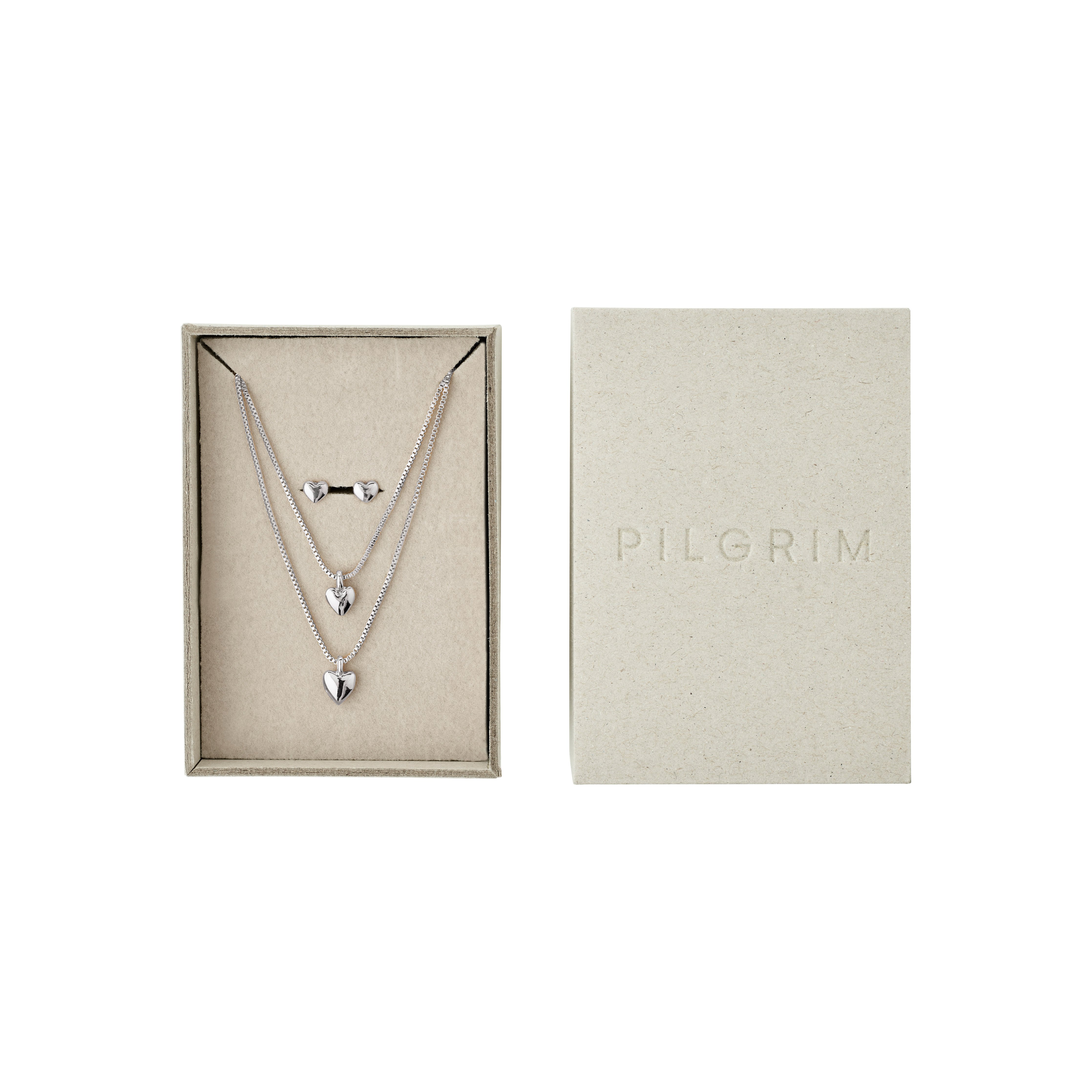 PILGRIM - PENINA Gift Set, Necklace & Earstuds - Silver Plated