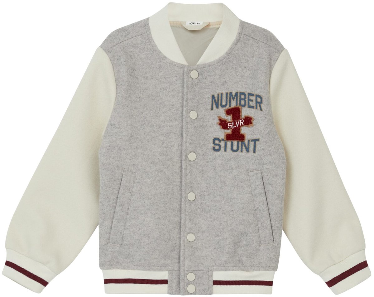Collegejacke mit Taftfutter und Kontrastdetails im Woll-Look für Kinder s.Oliver